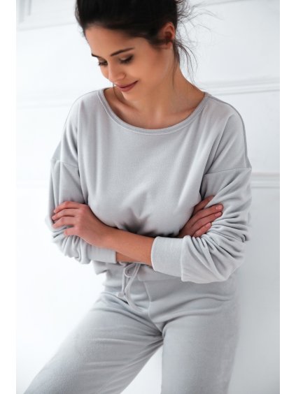 ŠEDÉ DLOUHÉ PYŽAMO SENSIS SILVER ANGORA SOFT