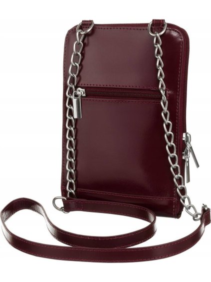 ČOKOLÁDOVĚ HNĚDÁ KOŽENÁ CROSSBODY KABELKA S POUZDREM NA TELEFON (Velikost ONE SIZE)