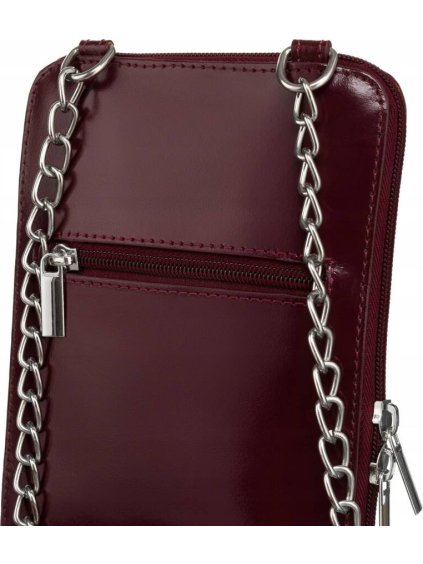 ČOKOLÁDOVĚ HNĚDÁ KOŽENÁ CROSSBODY KABELKA S POUZDREM NA TELEFON (Velikost ONE SIZE)