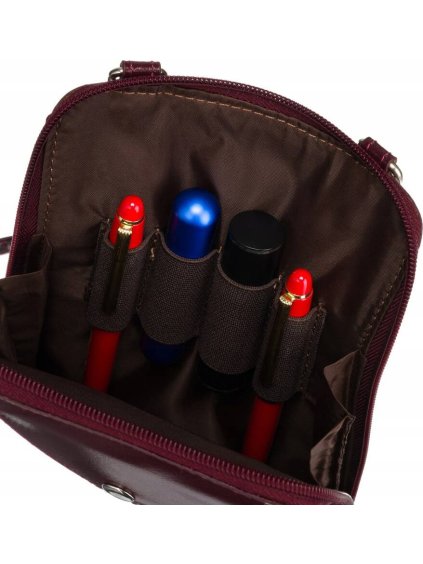 ČOKOLÁDOVĚ HNĚDÁ KOŽENÁ CROSSBODY KABELKA S POUZDREM NA TELEFON (Velikost ONE SIZE)
