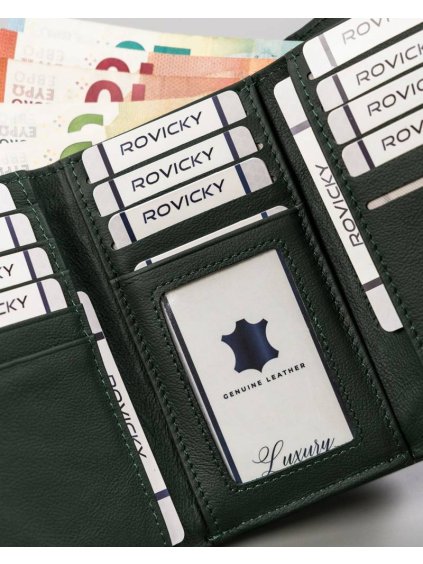 ROVICKY ZELENÁ DÁMSKÁ KOŽENÁ LAKOVANÁ PENĚŽENKA V141
