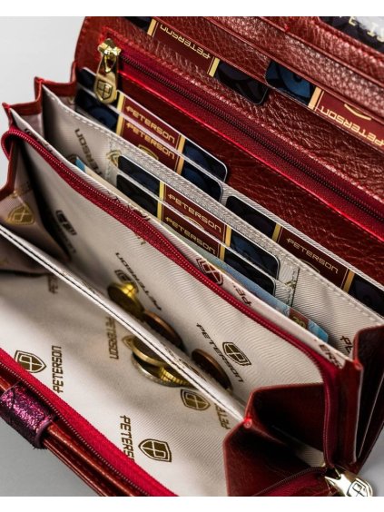 PETERSON FIALOVÁ KOŽENÁ PENĚŽENKA S KVĚTINOVÝM POTISKEM Y142
