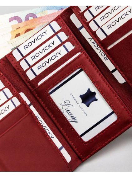 ROVICKY ČERVENÁ DÁMSKÁ KOŽENÁ LAKOVANÁ PENĚŽENKA V128