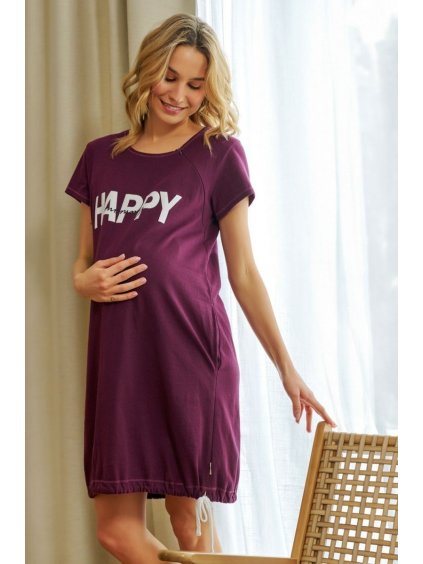 HAPPY MOMMY BORDÓ TĚHOTENSKÁ A KOJÍCÍ KOŠILE SE ZIPY