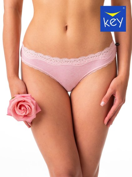 RŮŽOVO-ŠEDÁ SADA 2 KRAJKOVÝCH KALHOTEK KEY 201