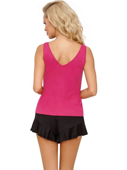RŮŽOVO-ČERNÉ KRAJKOVÉ KRÁTKÉ PYŽAMO CANDY FUCHSIA