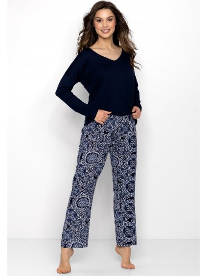 ČERNÉ PYŽAMO S PRIENTÁLNÍM VZOREM MOON VIBES (Velikost L)