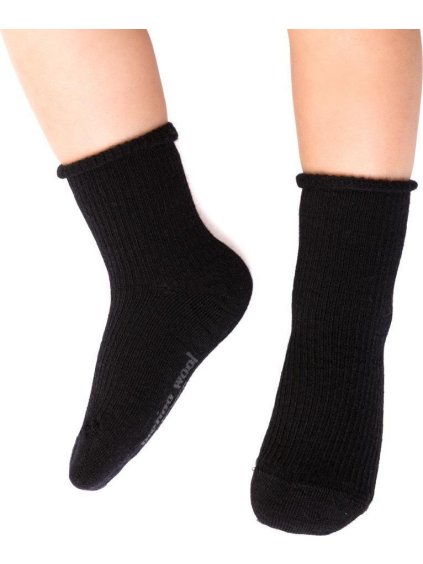 ČERNÉ DĚTSKÉ NEKOMPRESNÍ MERINO PONOŽKY ART.130
