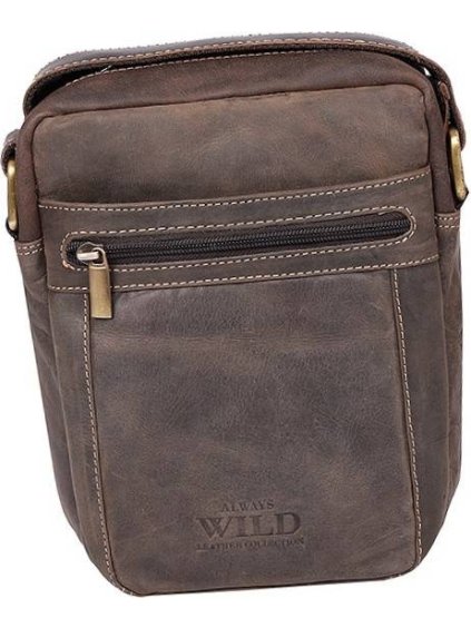 ALWAYS WILD HNĚDÁ MESSENGER TAŠKA Z HOVĚZÍ KŮŽE