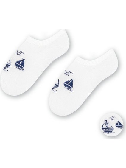 BÍLÉ BAMBUSOVÉ PONOŽKY S LODIČKOU ART.152 (Velikost 20/22)