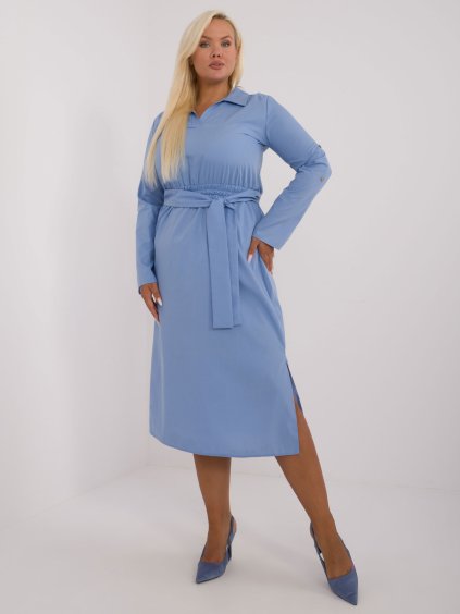 SVĚTLE MODRÉ BAVLNĚNÉ PLUS SIZE ŠATY