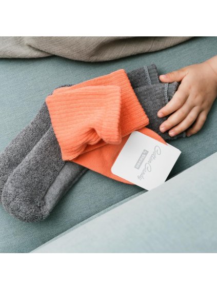 ORANŽOVÉ TEPLÉ UNISEX PONOŽKY PRO DĚTI ART. 020