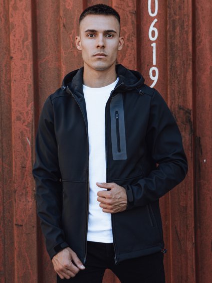 TMAVĚ MODRÁ STYLOVÁ PÁNSKÁ SOFTSHELLOVÁ BUNDA (Velikost M)