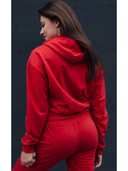 ČERVENÁ CROP MIKINA S KAPUCÍ TRENDHOOD