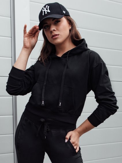 ČERNÁ CROP MIKINA S KAPUCÍ TRENDHOOD (Velikost S)