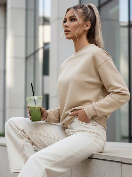 BÉŽOVÁ DÁMSKÁ BASIC MIKINA SWAN (Velikost S)