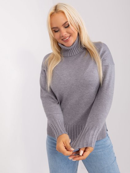 ŠEDÝ SVETR S ROLÁKEM (Velikost XL/2XL)