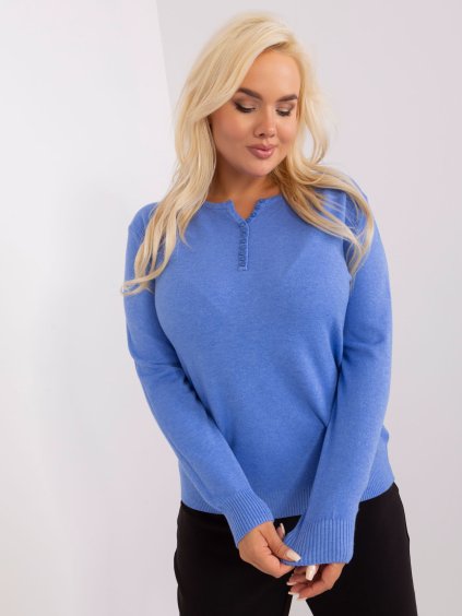 SVĚTLE MODRÝ SVETR S KNOFLÍČKY (Velikost L/XL)