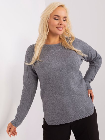 TMAVĚ ŠEDÝ VZOROVANÝ SVETR (Velikost XL/2XL)