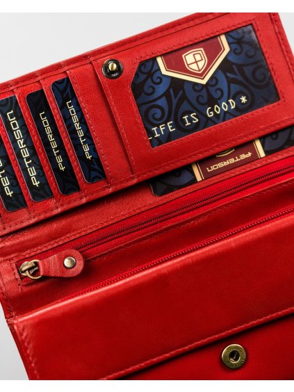 PETERSON ČERVENÁ HLADKÁ KOŽENÁ PENĚŽENKA Y359 (Velikost ONE SIZE)