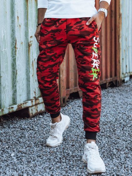 ČERVENÉ PÁNSKÉ MASKÁČOVÉ JOGGER TEPLÁKY