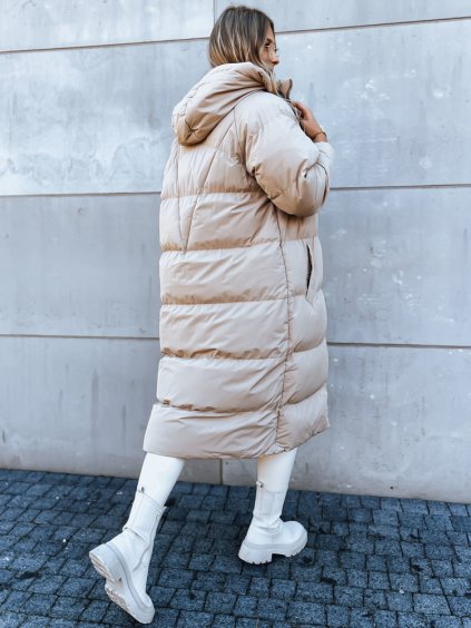 SVĚTLE BÉŽOVÝ DLOUHÝ VYTEPLENÝ KABÁT COZYSEASON (Velikost S)