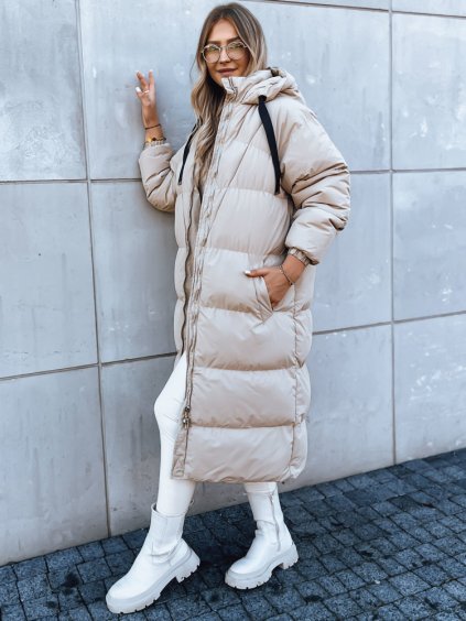 SVĚTLE BÉŽOVÝ DLOUHÝ VYTEPLENÝ KABÁT COZYSEASON (Velikost S)