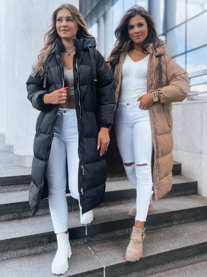 TMAVĚ BÉŽOVÝ DLOUHÝ VYTEPLENÝ KABÁT COZYSEASON (Velikost S)