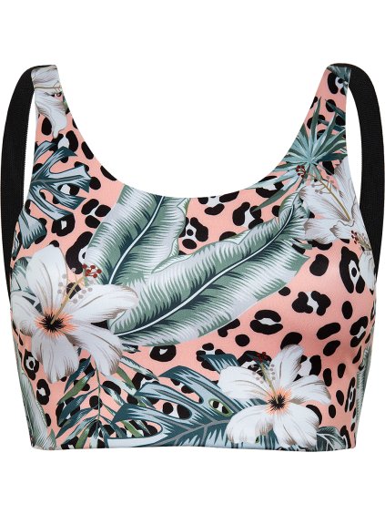 DÁMSKÝ SPORTOVNÍ CROP TOP S LEOPARDÍM POTISKEM A KVĚTY