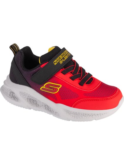 ČERVENO-ČERNÉ DĚTSKÉ SVÍTÍCÍ TENISKY SKECHERS METEOR-LIGHTS - KRENDOX
