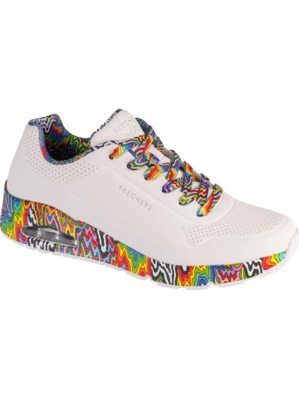 BÍLÉ PÁNSKÉ TENISKY S BAREVNÝMI VZORY SKECHERS UNO - STARK MINI DRIP