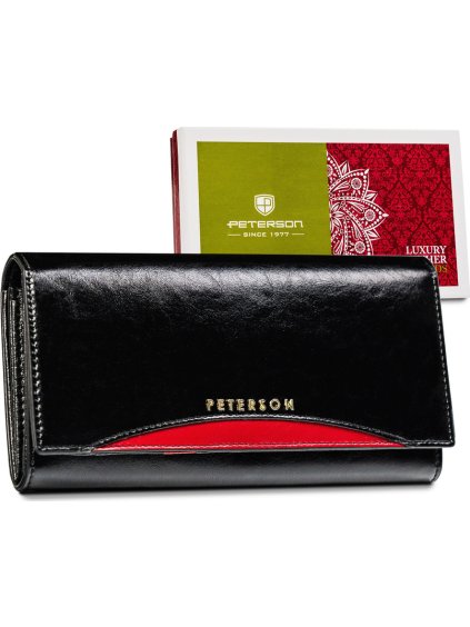 ELEGANTNÍ ČERNO-ČERVENÁ DÁMSKÁ KOŽENÁ PENĚŽENKA PETERSON Y688