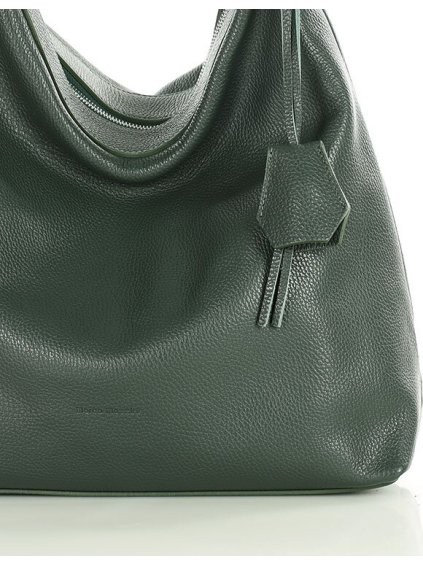 MARCO MAZZINI ZELENÁ KOŽENÁ VELKÁ SHOPPER KABELKA