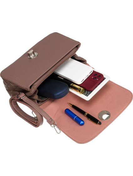 DAVID JONES BÉŽOVÁ CROSSBODY KABELKA S PROŠÍVANÝMI BOČNÍMI STRANAMI