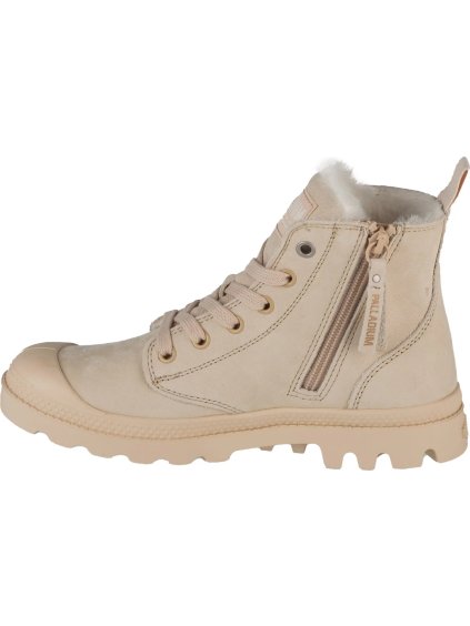 BÉŽOVÉ ZATEPLENÉ KOTNÍKOVÉ TENISKY PALLADIUM PAMPA HI ZIP WL