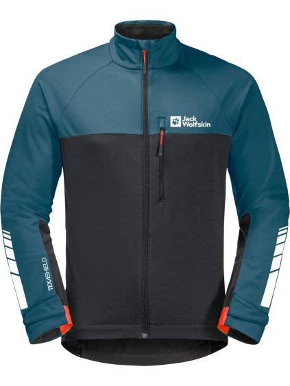 MODRO-ČERNÁ PÁNSKÁ SOFTSHELLOVÁ BUNDA JACK WOLFSKIN MOROBBIA JKT M