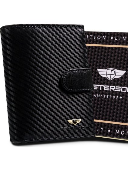PETERSON ČERNÁ PENĚŽENKA Z KARBONOVÉ KŮŽE W106