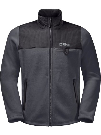 TMAVĚ ŠEDÁ PÁNSKÁ FLEECOVÁ BUNDA JACK WOLFSKIN DNA GRIZZLY FLEECE FZ M (Velikost 3XL)