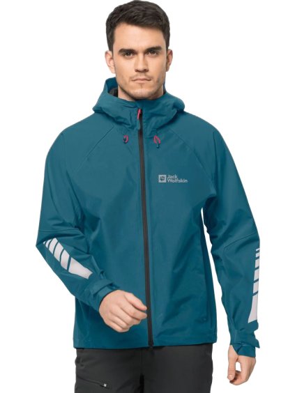 MODRÁ PÁNSKÁ LEHKÁ TURISTICKÁ BUNDA JACK WOLFSKIN MOROBBIA 2L JKT M (Velikost L)