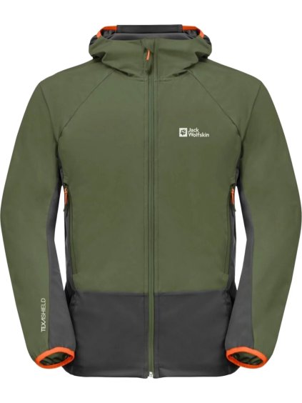 TMAVĚ ZELENÁ PÁNSKÁ BUNDA JACK WOLFSKIN EAGLE PEAK II JKT M (Velikost L)