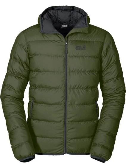 TMAVĚ ZELENÁ PÁNSKÁ PROŠÍVANÁ BUNDA JACK WOLFSKIN HELIUM JKT M (Velikost 3XL)
