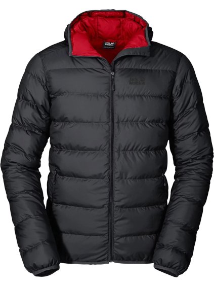ČERNÁ PÁNSKÁ PROŠÍVANÁ BUNDA S KAPUCÍ JACK WOLFSKIN HELIUM JKT M (Velikost 3XL)