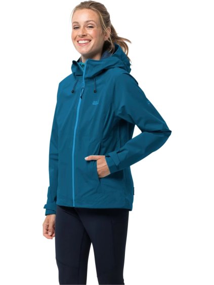 TMAVĚ MODRÁ DÁMSKÁ SPORTOVNÍ BUNDA JACK WOLFSKIN HIGHEST PEAK 3L JKT W (Velikost L)