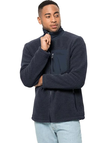 TMAVĚ MODRÁ PÁNSKÁ FLEECOVÁ MIKINA JACK WOLFSKIN KINGSWAY FLEECE M