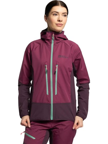 FUCHSIOVÁ DÁMSKÁ SOFTSHELLOVÁ BUNDA JACK WOLFSKIN ALPSPITZE HOODY JKT W