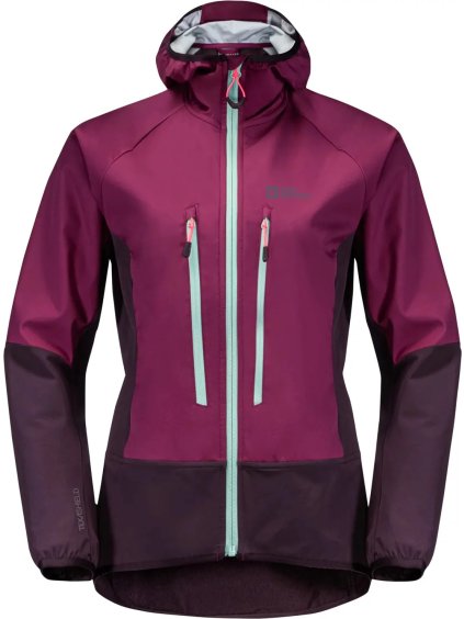 FUCHSIOVÁ DÁMSKÁ SOFTSHELLOVÁ BUNDA JACK WOLFSKIN ALPSPITZE HOODY JKT W (Velikost L)