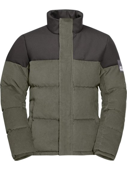 TMAVĚ ZELENÁ PÁNSKÁ ZIMNÍ BUNDA JACK WOLFSKIN NATURE CORDUROY JKT M (Velikost 3XL)
