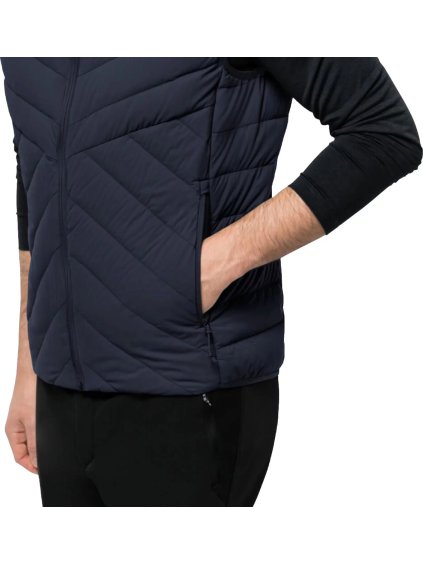 TMAVĚ MODRÁ PÁNSKÁ SPORTOVNÍ VESTA JACK WOLFSKIN ATHLETIC DOWN VEST M (Velikost 3XL)