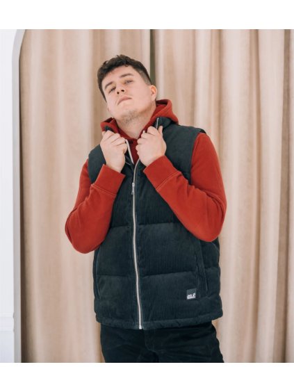 ČERNÁ PÁNSKÁ SPORTOVNÍ VESTA JACK WOLFSKIN NATURE CORDUROY VEST M (Velikost 3XL)