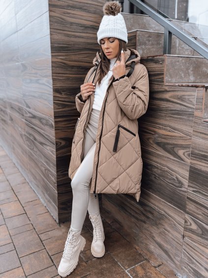 TMAVĚ BÉŽOVÁ OVERSIZE PROŠÍVANÁ BUNDA MELODY